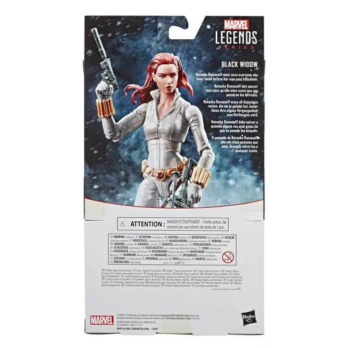 marvel legends comic inspired black widow deadly origin figure in all white back of packaging