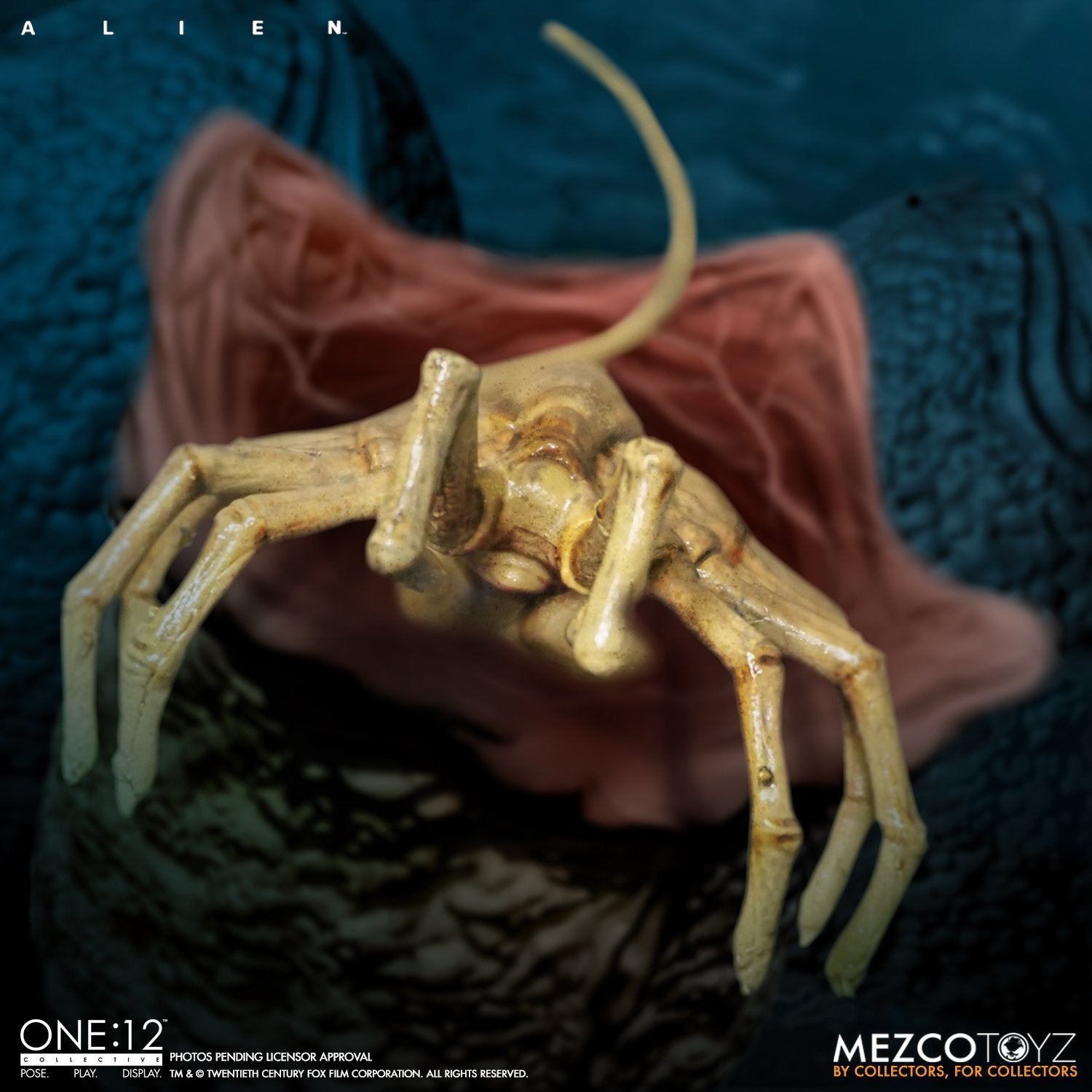 mezco one twelfth collective alien facehugger coming out of ovomorph egg