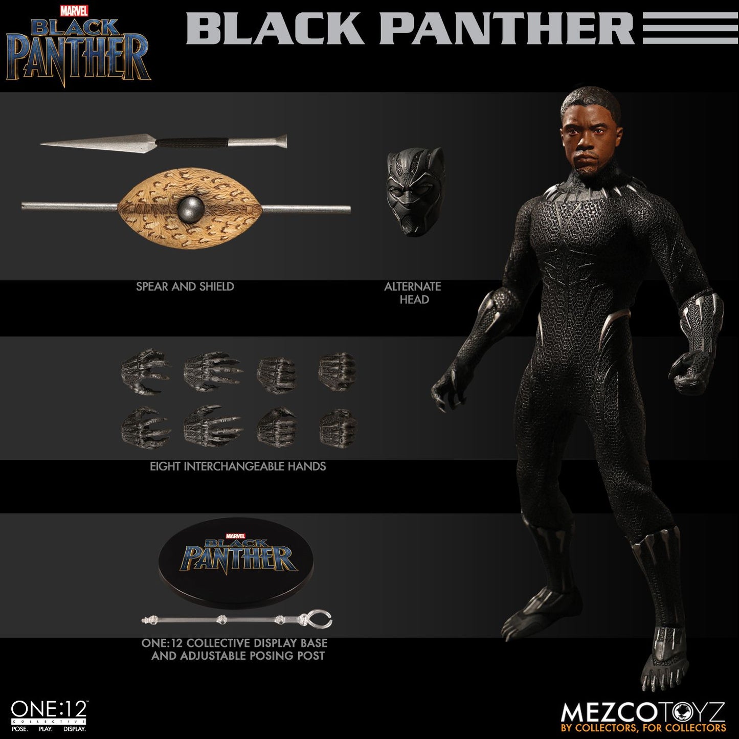 mezco one twelfth collective black panther figure accessories