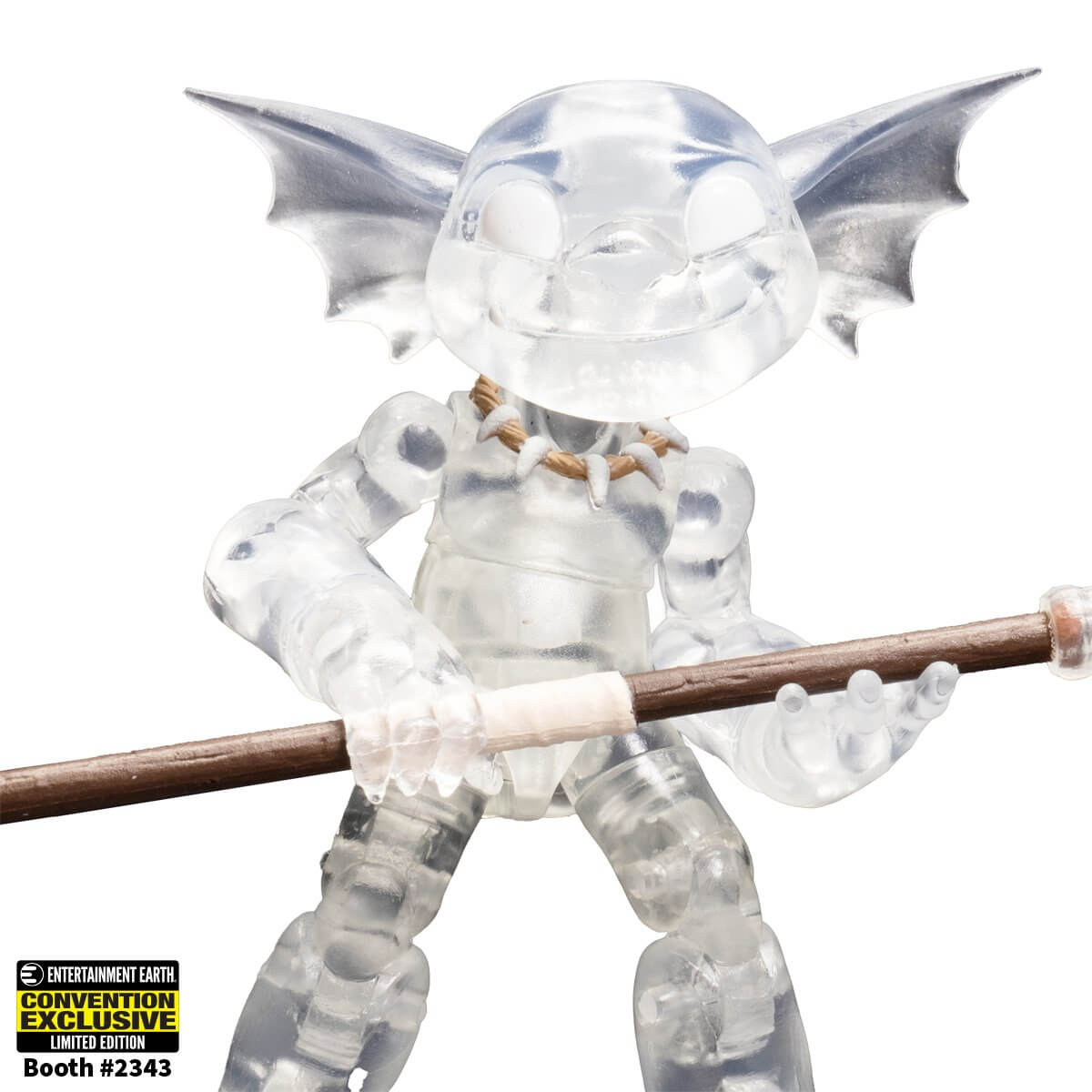 Plunderlings Drench up close smiling, holding spear Arctic Clear Variant 1:12 Scale Action Figure - Convention Exclusive