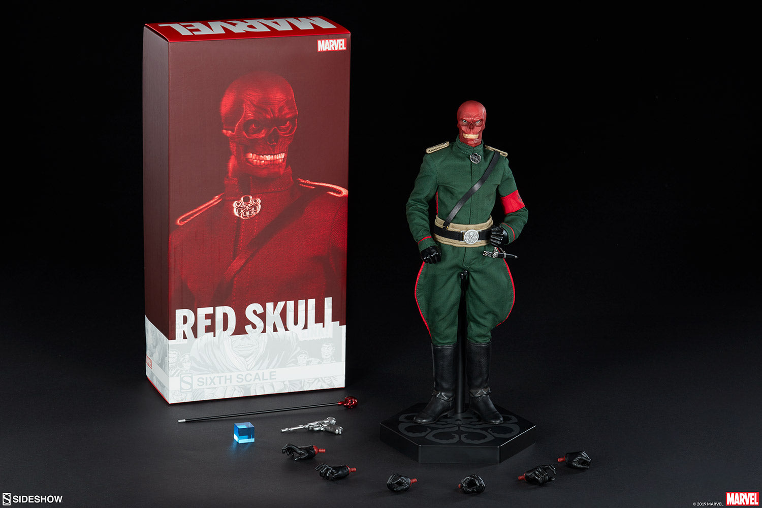 Sideshow exclusive Marvel Red Skull Sixth Scale Figure with accessories and packaging