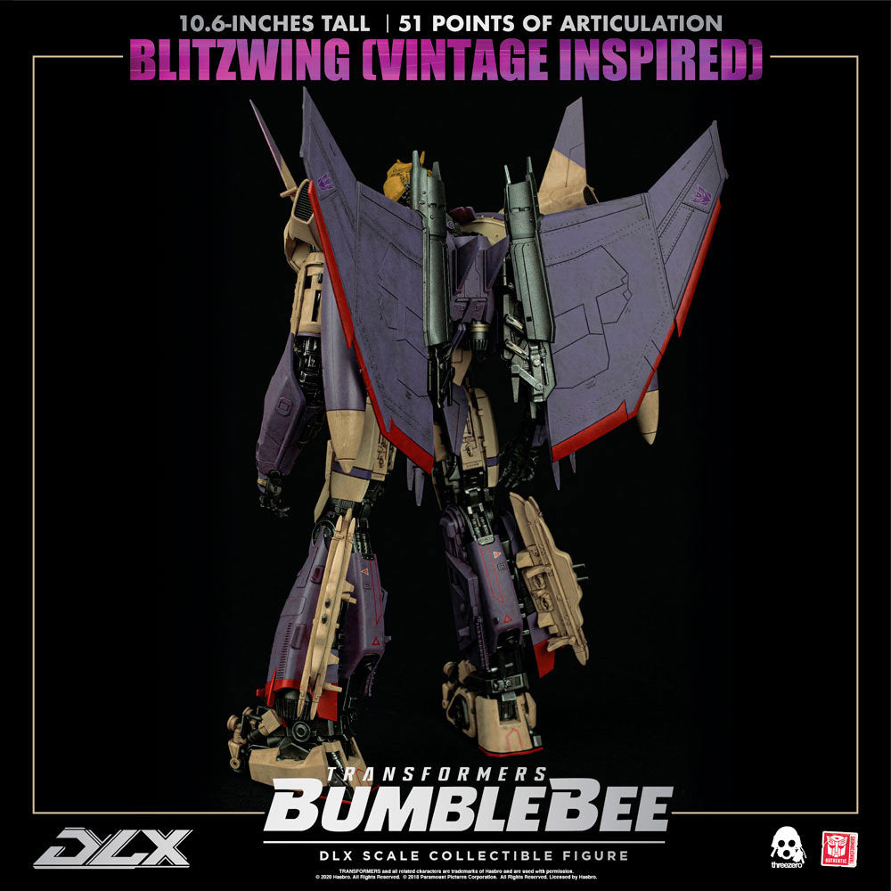 Threezero Transformers Bumblebee Movie Blitzwing Generation 1 inspired Deco - DLX Scale Figure back view