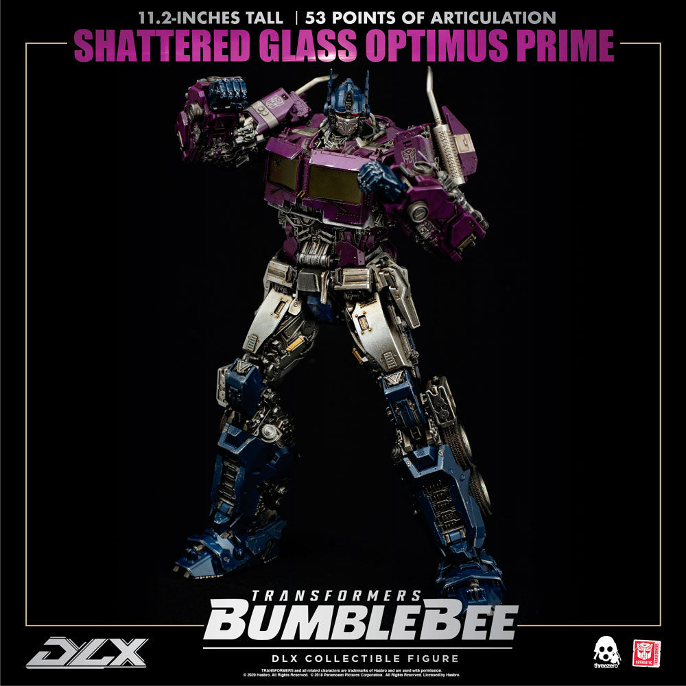 Hasbro Threezero Transformers Bumblebee Movie Shattered Glass Prime - DLX Scale figure fight pose